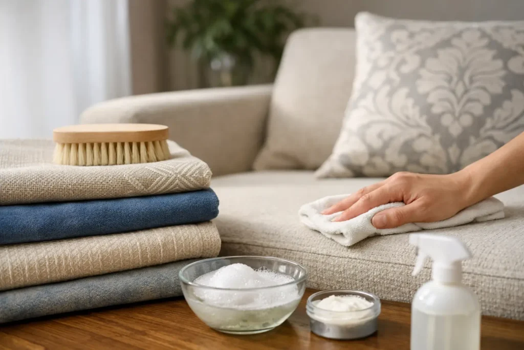 Guia de manutenção de tecidos decorativos premium
